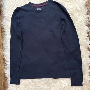 Cuddl Duds Girls Navy Blue Thermal Long Sleeve Top Size XL Waffle‎ Knit